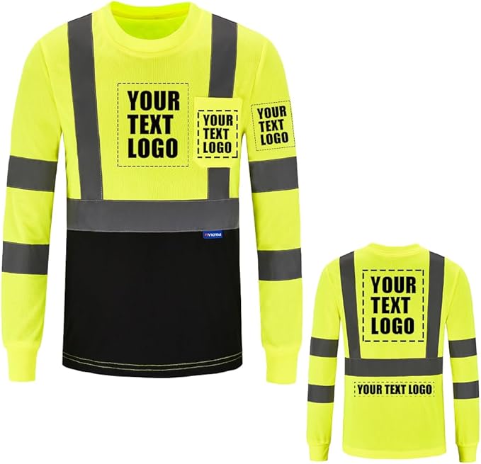 A-SAFETY Safety Shirt,High Visibility Work T Shirt Long Short Sleeve Class 3 (XS-6XL)
