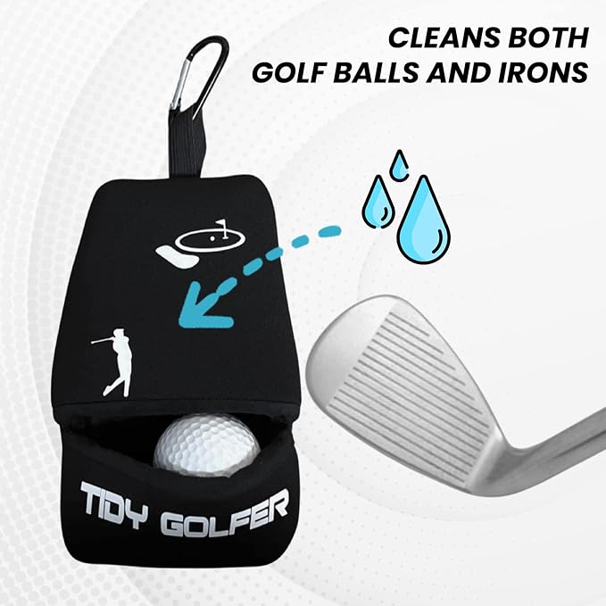 Golf Club & Ball Cleaner, Iron Cleaner, Golf Ball Cleaner , Two in one Golf Iron and Ball Cleaner portable, Washable (Waterproof Neoprene)