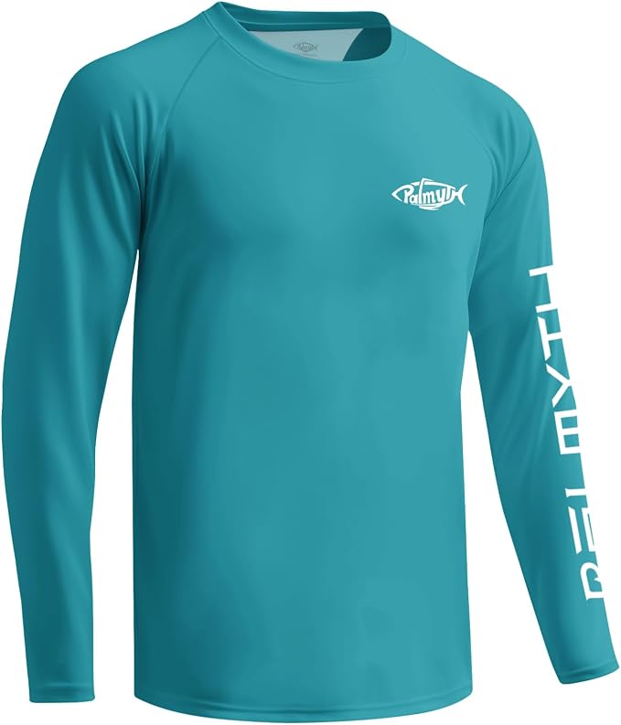 Palmyth Fishing Shirts for Men Long Sleeve UPF 50+ T Shirt Sun Protection | Quick Dry, Sun Protection, Myth-Cool Fabric, Fish Print, Moisture Wicking, Stretchy, Breathable, Fishing,Boating,Outdoor Wear