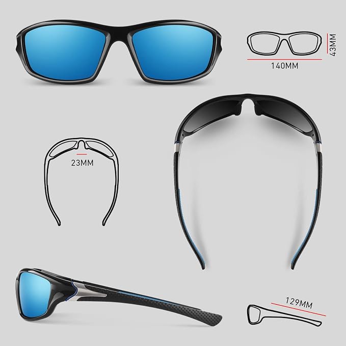 WEAROYO Polarized Sports Sunglasses for Men Women,Fishing Driving Rectangular Goggles UV400 Protection