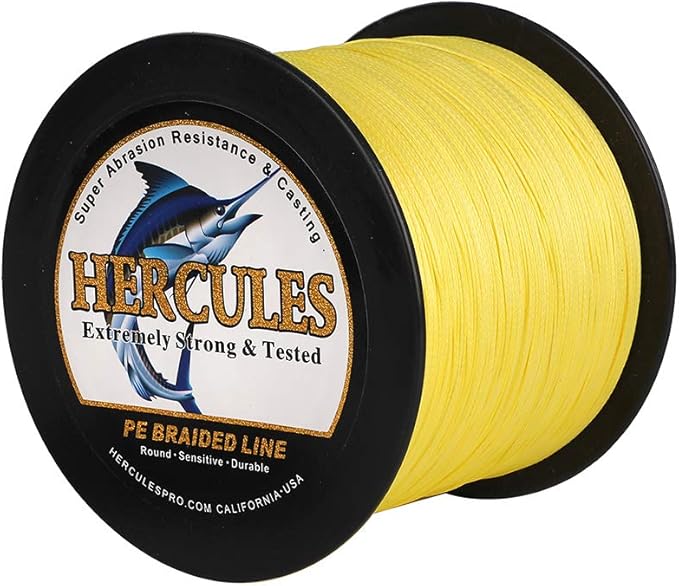 HERCULES Cost-Effective Super Cast 8 Strands Braided Fishing Line 10LB to 300LB Test for Salt-Water,109/328/547/1094 Yards(100M/300M/500M/1000M),Diam.#0.12MM-1.2MM,Hi-Grade Performance,Variety Colors
