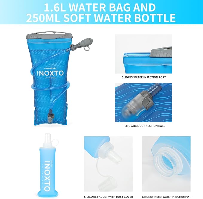 INOXTO Running Hydration Vest Backpack,Lightweight Insulated Pack with 1.5L Water Bladder Bag Daypack for Trail Hiking Running Cycling Race Marathon for Women Men
