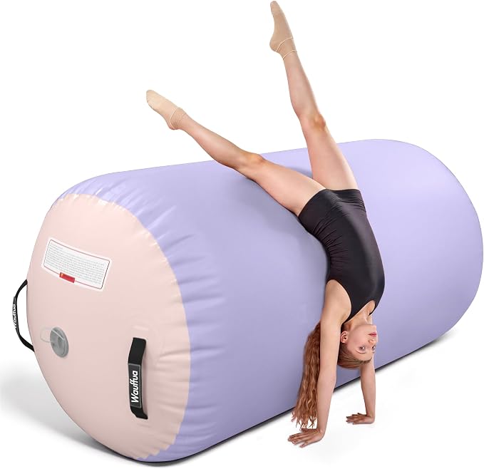Gymnastic Air Barrel, Inflatable Tumble Track, Tumbling Mat, Roller Octagon Trainer for Back Handspring and Back-bend for Home, Gym, No Pump