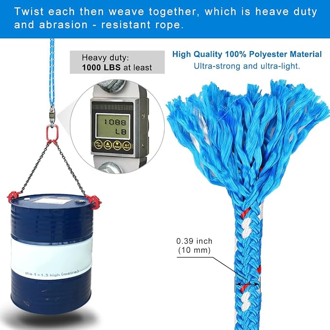SELEWARE Tree Swing Rope Hammock Tree Straps Hanging Kit, Adjustable Rope Fast & Easy to Hang Hammock Chair Swing for Indoor Outdoor Tree Branch Camping Playground Accessories (Blue, 3ft, 1 Pack)