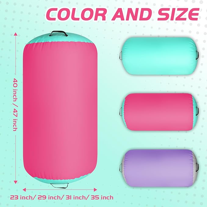 Inflatable Gymnastics Air Roller Barrel, Tumble Rolling Air Roller Gymnastics Barrel with Electric Pump for Kids Adults Home Outdoor Gymnastic Training Cheerleading Yoga