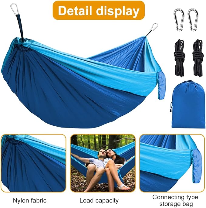 Camping Hammock with Heavy Duty Tree Straps, 660lbs Portable Hammock Tent for Outside, Outdoor Camper Hiker Essentials for Hiking Backpacking Backyard Beach(Glue)