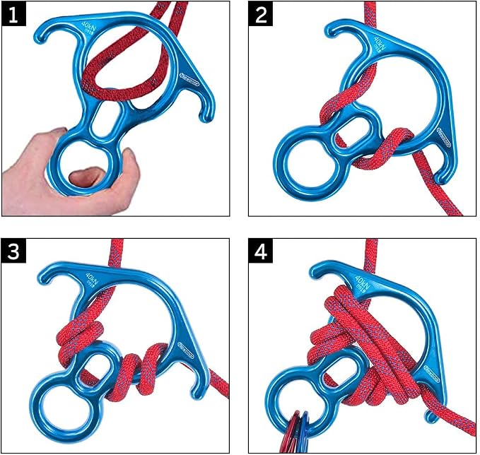 NewDoar Foot Loop for Tree Ascending 40kN Rescue Figure 8 Descender for Climbing Belaying and Rappelling Device