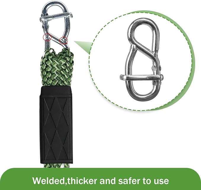 3.33ft Tree Swing Hanging Straps, 800 LB Capacity Adjustable Nylon Heavy Duty Swing Ropes with Safer Lock Snap Carabiner for Hammock, Swing, Outdoor Camping and Aerial Yoga