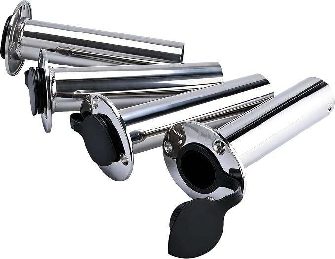 NovelBee 4 Pack Fishing Rod Holders with Rubber Cap and Mounting Screws,90 Degree Stainless Steel Flush Mount Rod Holder for Fishing Boat