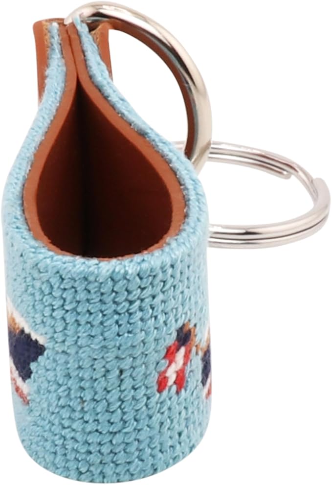 Leather Hand-Stitched Needlepoint Key Fob or Key Chain