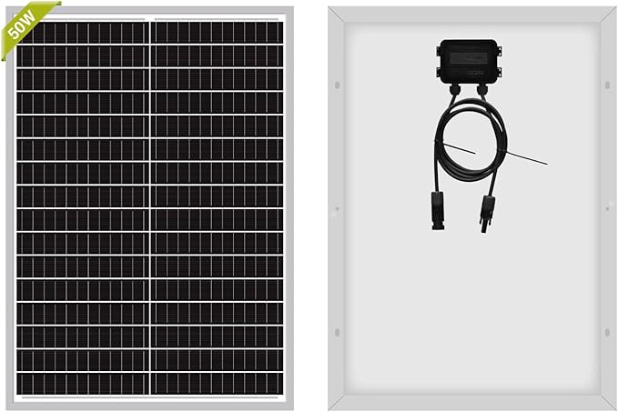Newpowa 50W Mono Solar Panel 50 Watt Monocrystalline Module with 3ft Connectors for RVs Boats Home, Off-Grid Systems
