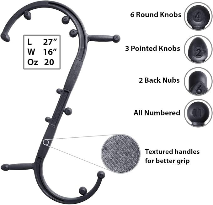 Body Back Buddy Elite Black FSA Eligible Neck Massager for Pain Relief Deep Tissue Back Therapy Tool Therapeutic Trigger Point Hook for Muscle Knot & Myofascial Release Shoulder Pressure Point Relief