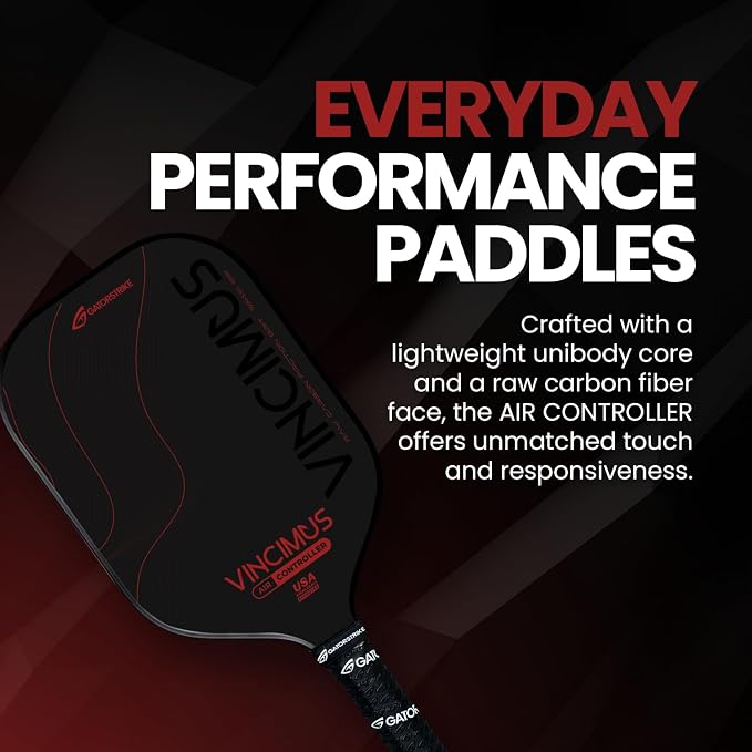 GATORSTRIKE Vincimus Air Controller T600 Pickleball Paddle, T600 Carbon Fiber Pickleball Paddle with Enhance PP Honeycomb 16mm Core, 8.1oz with GatorGrit Face