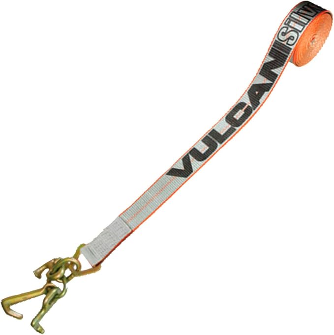 VULCAN Car Tie Down Strap Only - RTJ Hooks - 96 Inch - 4 Pack - Silver Series - 3,300 Pound Safe Working Load