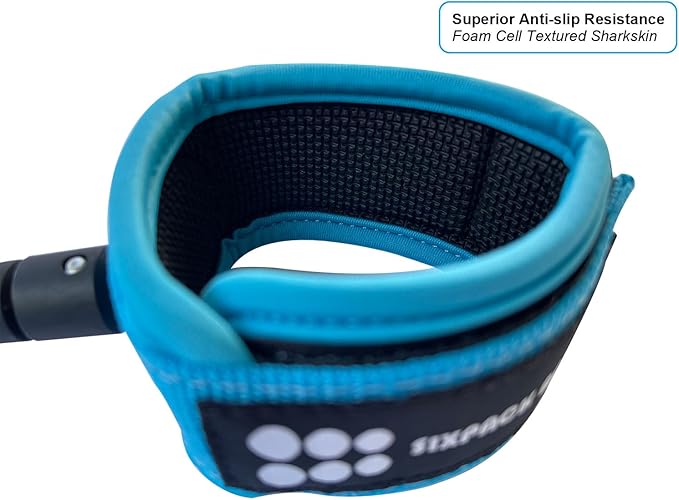 SIXPACK ACTION Classic Surfboard Leash, 6ft/7ft/8ft/9ft Pro Comp Surf Leash, Leg Rope with Superior Anti-Slip Cuff and Flexible Horn Connector