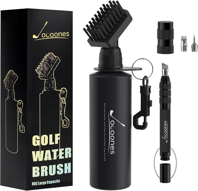 Golf Club Cleaning Kit Durable Golf Water Brush Sturdy Groove Sharpener with 3 Replaceable Heads Sharp Stainless Steel Blade for deep Cleaning Work on Most Wedges and Irons（Detachable Blade）