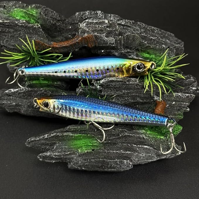 Ocean Fishing Minnow Lures 3pcs | High-Index Plastic Jerkbait Swimbaits for Bass & Trout