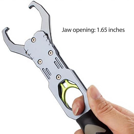 Fish Gripper, Fish Scales Grabber, Fishing Scale Clip, Aluminium Alloy Lip Gripper Holder, Professional Fishing Multitool, 40 Pound Capacity, Weight Scale, 360 Degree Rotation