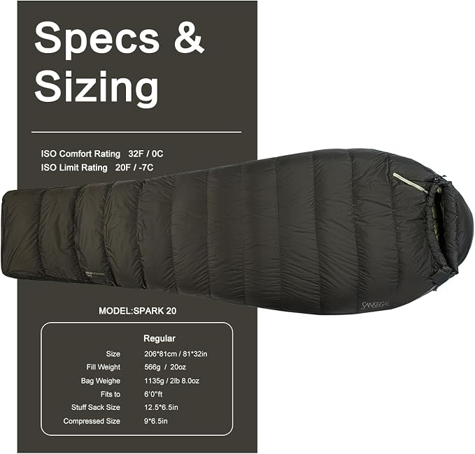Ultralight Mummy Down Sleeping Bag 650 Fill Power Duck Down Suits for 32 Degree F for Camping Hiking Backpacking