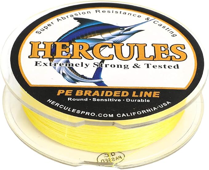 HERCULES Cost-Effective Super Cast 8 Strands Braided Fishing Line 10LB to 300LB Test for Salt-Water,109/328/547/1094 Yards(100M/300M/500M/1000M),Diam.#0.12MM-1.2MM,Hi-Grade Performance,Variety Colors