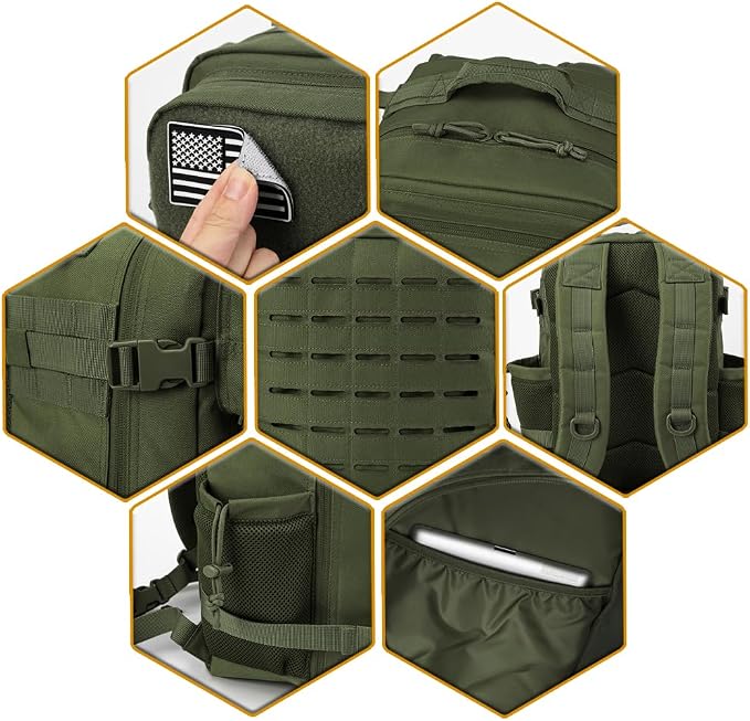 QT&QY 25L/45L Military Tactical Backpack For Men Molle Daypack 3 Day Bug Out Bag Hiking Rucksack With Bottle Holder