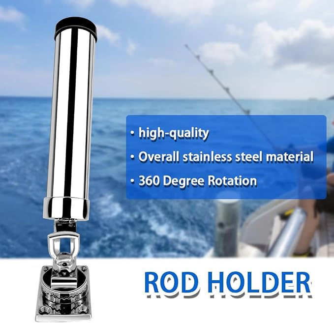 Made Set of 2 Fishing Rod Holder, 316 Stainless Steel Adjustable Fishing Pole Holder, Marine Deck Mount Trolling Rod Holder for Boat Ship Yacht