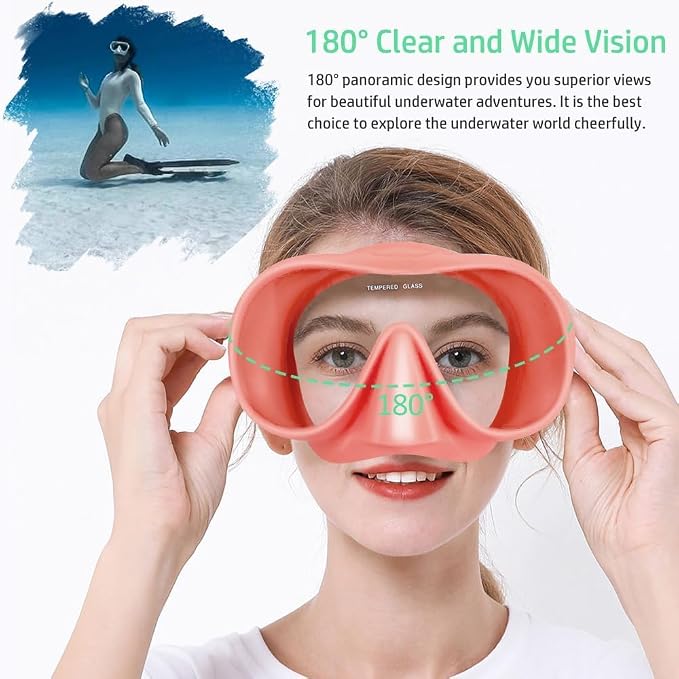 2 Sets Snorkeling Gear for Adults, Snorkel Set Adult Panoramic View, Anti-Leak Anti-Fog Scuba Diving Mask with Mesh Bag, for Portable Professional Diving Snorkeling Set