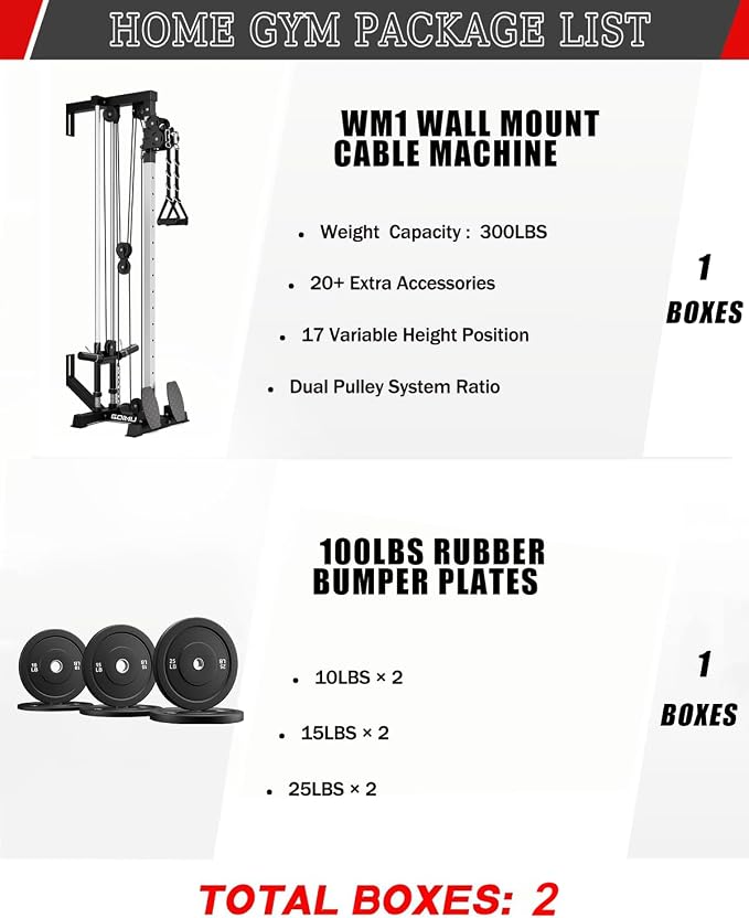 Wall Mount Cable Station, WM1 Cable Crossover Machine with 17 Positions, High and Low Cable Crossover Machine with Removable Footplate for Garage Home Gym