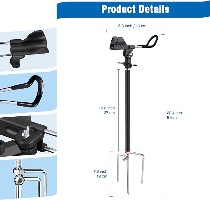 Fishing Rod Holders for Bank Fishing, Fishing Pole Holders for Ground, Multifunctional Aluminum Beach Fishing Rod Holder Fishing Gifts for Men(2 Pack )