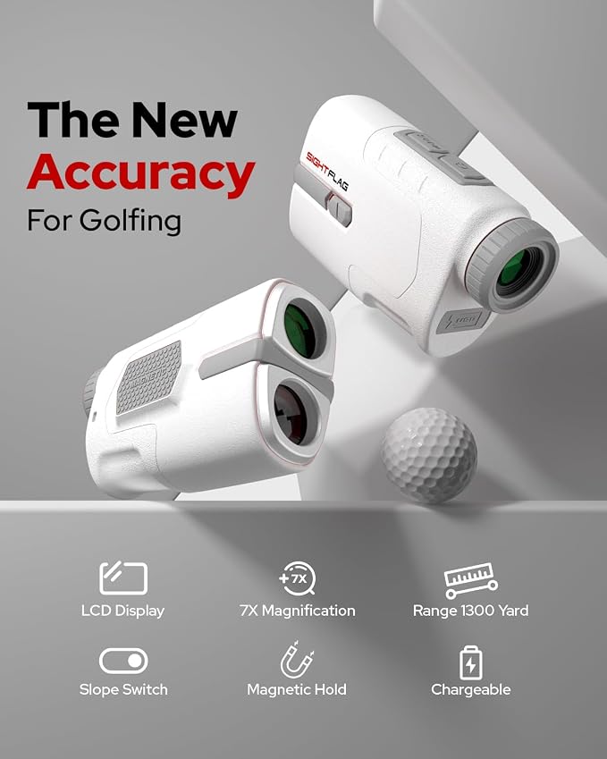 GF2-Golf Rangefinder with Slope and Pin Flagpole Lock Vibration, 1300 Yards Range Finder, External Slope Switch