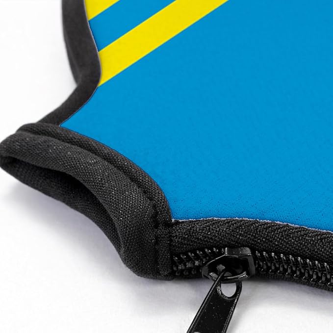 ExpressItBest Aruba Flag Pickleball Paddle Cover, Neoprene Material with Snap Hook, Blue and Yellow Design