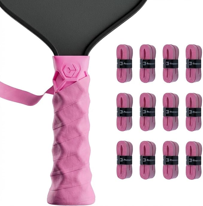 Hesacore Pickleball Bundle – Standard Grip Pink Size XS (5.25”) + Hesatac Overgrip Pink Tape 12-Pack – Anti-Sweat Control, Enhanced Stability, Reduced Vibration