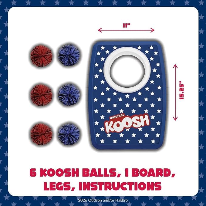 Koosh Kornhole 4th of July - Cornhole Set for Kids - Outdoor Toys for Boys and Girls - Perfect for Beginners - Preschool Toys, Easy Storage, 1 Kornhole Board, 6 Koosh Balls Included, Ages 5+