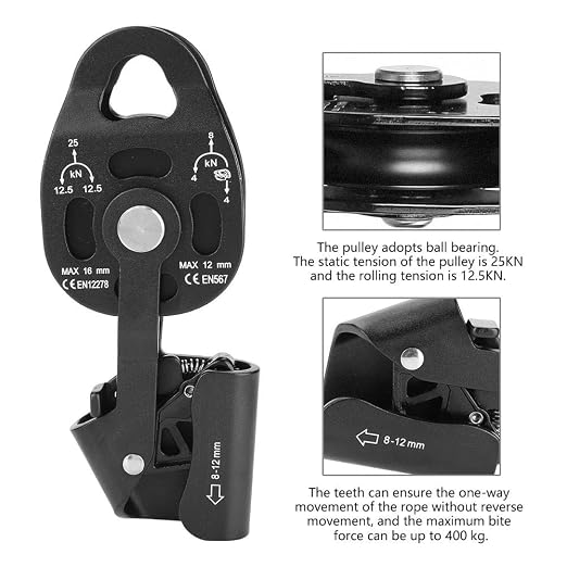 Single Swivel Pulley, 19.5x7.5cm/7.7x3.0in Rescue Single Swivel Rope Pulley Block High Strength Climbing Safety Equipment for Heavy Objects Transport