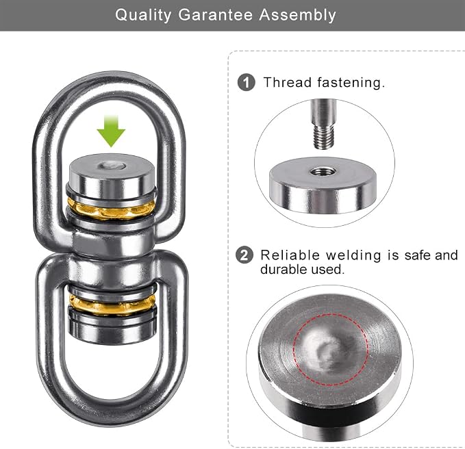 SELEWARE Bearing Swing Swivel, 360° Rotational Device Hanging Accessory for Web Tree Swing, Hammock Chair, Climbing Rope, Aerial Yoga, Kids Swing Swivel, Hold Up to 1200LB, 2 Pack