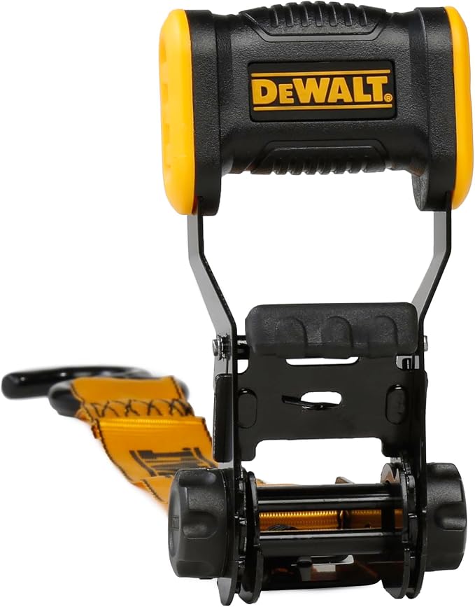 DEWALT DXBC18001-12PK Black/Yellow 1.25" x 12' Ratchet Tie Down Straps - Light-Weight Cargo Hauling (1800 lb Break Strength), 12 Pack