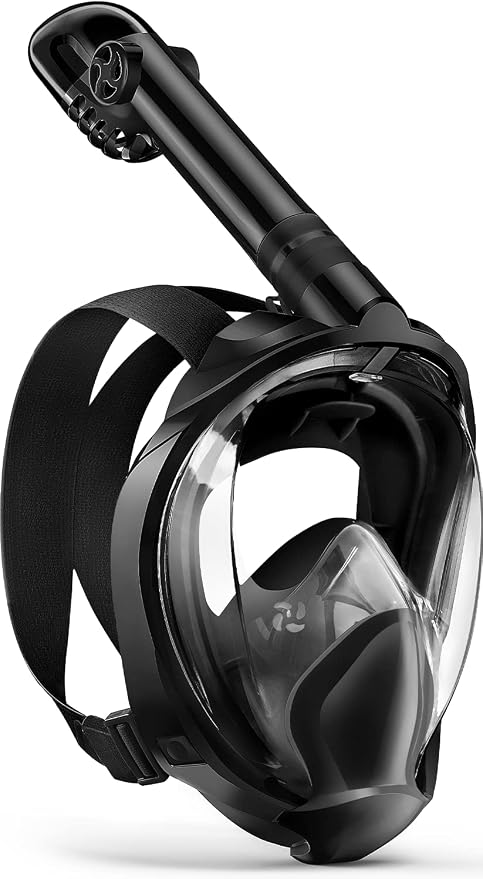 Full Face Snorkel Mask for Adults, 180° Panoramic Anti-Fog Snorkeling Gear with Dry Top System & Camera Mount, Foldable Anti-Leak Design for Travel, Swimming & Ocean Snorkeling