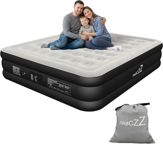 King Size air Mattress – 18-Inch Thickened Inflatable Mattress for Camping, Home Use & Guest Accommodation, Comes with Storage Bag, Supports Up to 750 Pounds (Black, King)