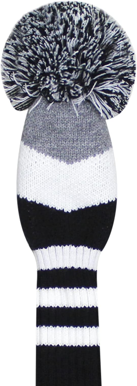 Scott Edward Knit Golf Club Cover with a Pom Set of 5 Head Covers Protect Driver Wood(460cc) 1 Fairway Wood2 and Hybrid/UT2 with Rotating Club Number Tags