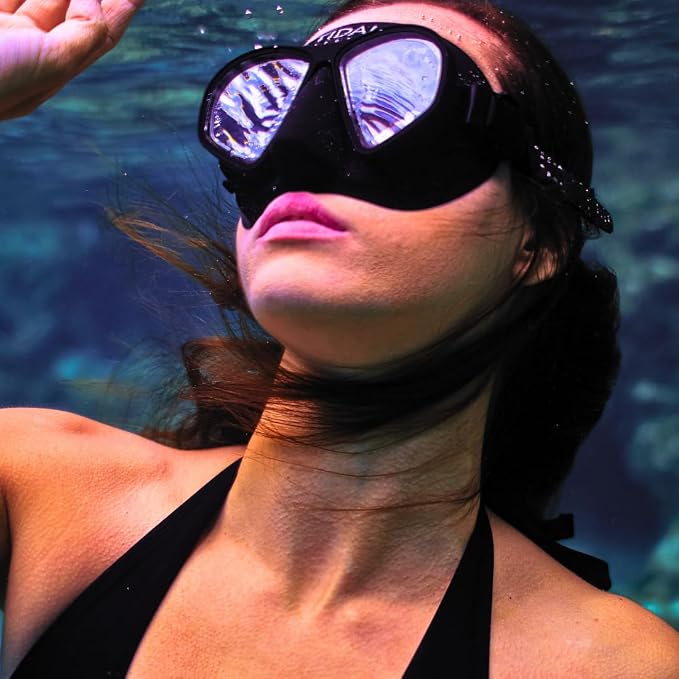 Tidal Freedive Mask - Aluma Pro with Advanced Anti-Fog Technology. Ultra Low Volume Mask for Freediving, Snorkeling and Scuba Diving. Tempered Glass Lens.
