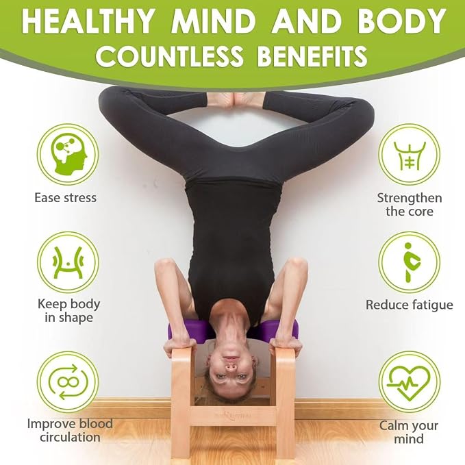 BODY RHYTHM Yoga Headstand Bench, Yoga Inversion Chair, Headstand Trainer for Relieve Stress, Improve Sleep & Digestion and Strength Training, Ideal for Home Workout, Fitness and Gym