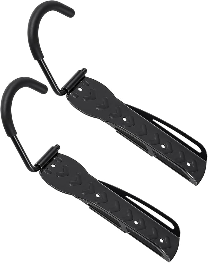 E Track Bike Wall Mount, Heavy Duty Steel Bicycle Hook for Garage Organization, Rotatable Rubber Coated Hanger Compatible with E-Track Rails, 2 Pack