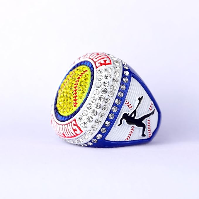 12 pcs Pack League Champions Finalist Softball Championship Awards Trophy Ring Softball Team Awards Softball Players Awards Size 9.5
