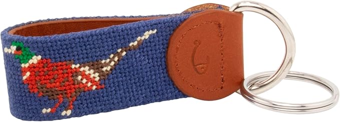 Leather Hand-Stitched Needlepoint Key Fob or Key Chain