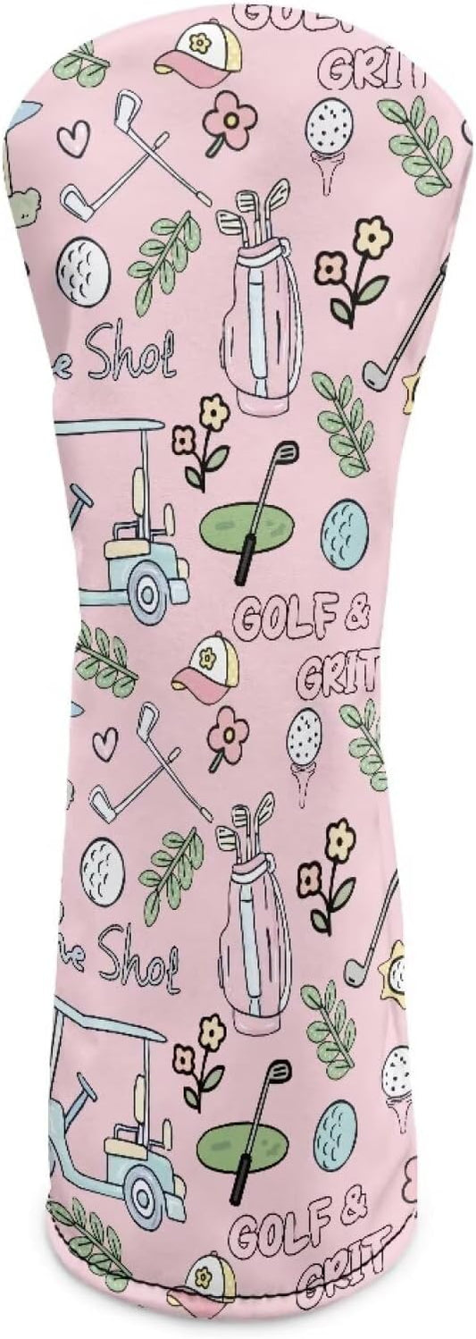 Rnyleeg Golf Club Head Covers for Women Driver Head Cover Leather Fairway Wood Headcover Hybrid Headcovers for Golf Clubs