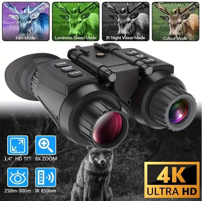 4K Digital Night Vision Goggles Binoculars with Photo and Video Recorder, 1314ft Long Distance, Nightvision Goggles for Camping Hiking with Head-Mount Kits for Helmet