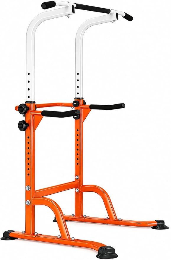 Power Tower Pull Up Bar and Dip Station, 11-Height Adjustable Pull Up Bar Station for Home Gym, Multi-Function Strength Training Fitness Equipment for Pull Ups, Dips, Push Ups & Knee Raises