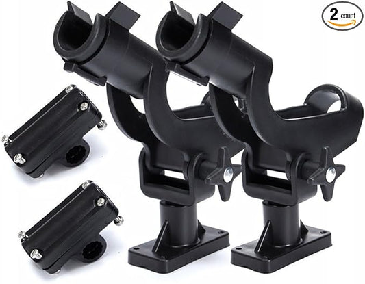 HiUmi Adjustable Rotatable Plastic Fishing Rod 3 Mount Rack Holder Bracket Boat Canoeing Rowing Mount Kit Kayak Side Rod Holder