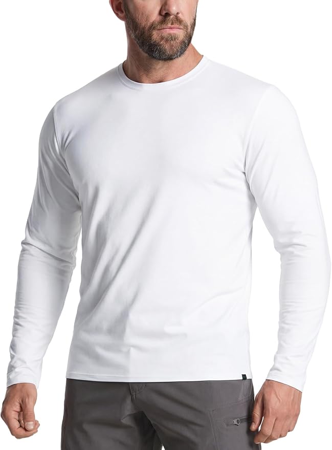 CQR Men's UPF 50+ Sun Protection Long Sleeve Quick Dry Athletic Shirts, Stretch Running Workout Hiking T-Shirts