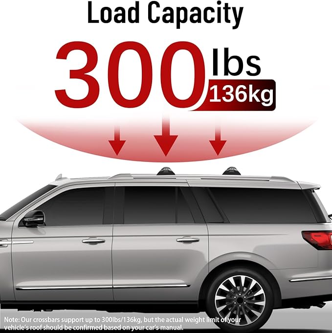 300lbs Roof Rack Cross Bars Compatible with Ford Expedition/Max 2018-2026 & Lincoln Navigator 2018-2024, Aluminum Roof Rails Crossbars Cargo Carrier Luggage (not for 2025 2026 Navigator)